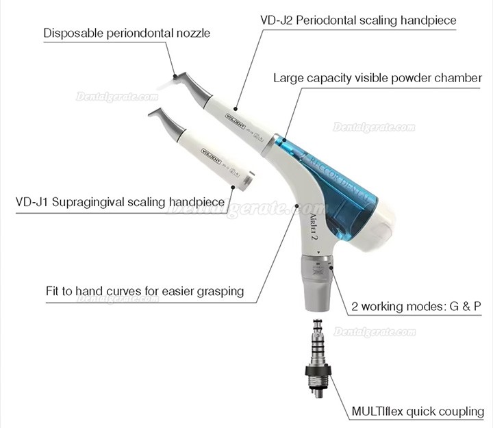 VolDent AirJet2S dentale airflow pulver (supragingival + supragingivales handst&uuml;ck)